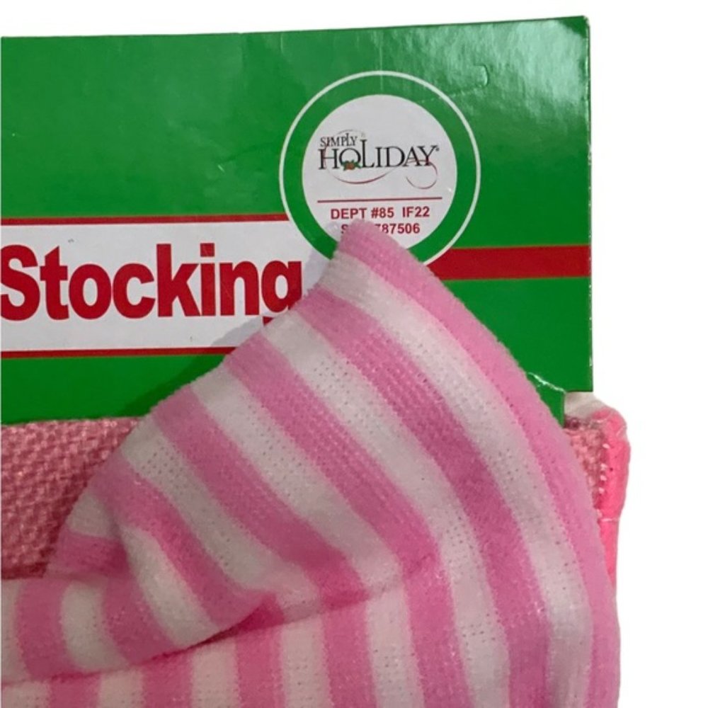 Baby First Christmas Stocking Embroidered 2022  Baby Girl Pink White 17 Inches - Picture 6 of 16